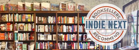 IndieNext Logo and Bookshelf